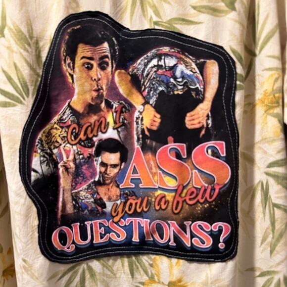 Ace Ventura up cycle button shirt silk hand painted one of a kind - Picture 6 of 9